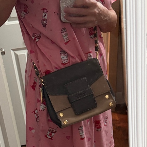 Hammitt Gray and Tan Leather Clutch with Gold Details - Picture 10 of 12